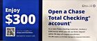 Chase Bank Promo: $300 Bonus New Checking  Exp 04/17/24