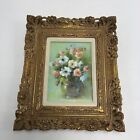 Small Antique Signed Floral  Oil Painting, Eve Riston.