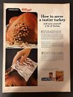 Vtg 1965 Kellogg's Seasoned Croutettes Print Ad-How to Serve a Tastier Turkey