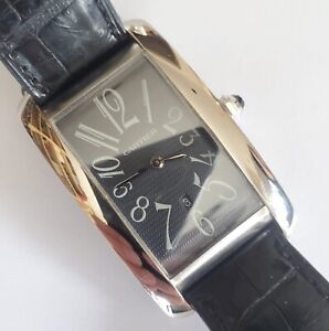 Cartier Tank Americaine W2605229 Large Men's 18k White Gold W/ Textured Dial