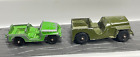 Lot of 2 ~ Tootsietoy US Army Green Jeeps