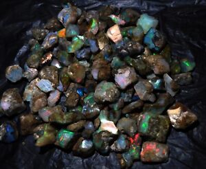250.0 Cts. Natural Multi Flash Ethiopian Opal Rough Lot Welo Fire Opal Gemstones