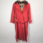 Burberry Red Vintage Size 12 X- Long Rare Designer Preppy Classic Trench Coat