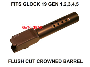 Copper Ported Barrel for Glock 19 Gen 1 2 3 4 5 Stainless 9mm Flush Cut Crowned