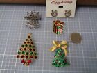 Lot of 2 Vintage Christmas Tree Pins Brooches  one Signed  Mylu And Others