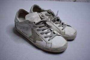 Golden Goose Size 38 Super Star Sneakers White Silver Heel Tab Metal Studs
