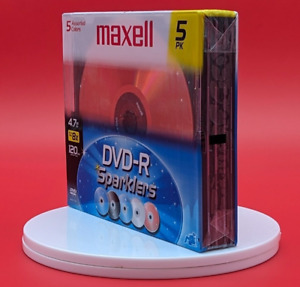 Maxell DVD-R Sparkler 5 Pack Assorted Colors 4.7GB 8X 120min Blank Media