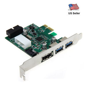 PCI Express 3 Port USB 3.0 20 Pin Power ESATA Adapter Controller Card
