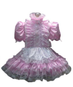 Sissy maid satin dress lockable cosplay costume Tailor-made/