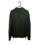 Orvis Sweater Mens Large Green Polo Collared Cotton Silk Cashmere Outdoor Casual