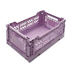 Collapsible Storage Bins, Plastic Crate for Storage, Collapsible Small Orchid
