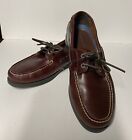 Sz 11 Wide Dockers Brown Leather Shoes Mens Castaway Boat Lace Up Flats 090-1449