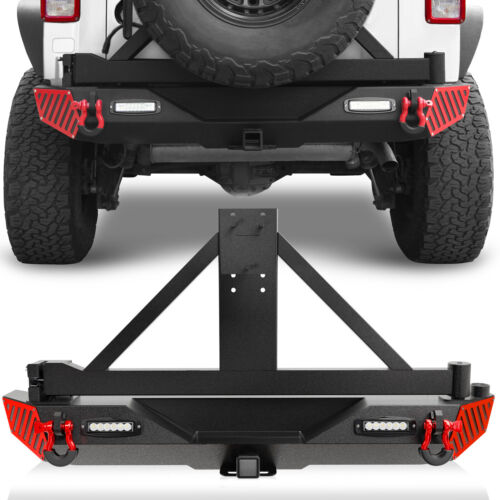 Rear Bumper w/ Spare Tire Carrier for 07-2018 Jeep Wrangler JK JKU Off-road (For: Jeep)
