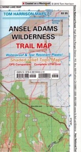 Ansel Adams Wilderness Trail Map: Shaded-Relief Topo Map (Sheet Map, Folded)