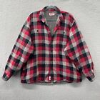 Wrangler Sherpa Lined Flannel Shirt Jacket Mens 2XL Red Plaid Button Shacket