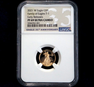 2021 W T1 1/10oz 5$ Gold Eagle Coin NGC PF 69 Ultra Cameo Early Releases