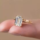 2Ct Emerald Cut Lab-Created Diamond Women's Wedding  Ring 14K Yellow Gold Plated