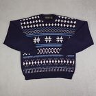 Vintage David Gregg Sweater Mens XL Blue Geometric Crew Neck Made In Romania 90s