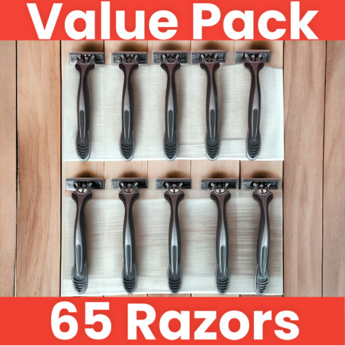 Vaylor Disposable Razors for Men 3 Blade 65-Pack Smooth Shaving Sensitive Skin