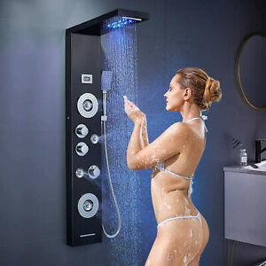 Ello allo Shower Panel Tower System LED Rainfall Massage Shower Faucet Set Kit