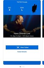 Hans Zimmer Tickets - Baltimore, MD 9/13/24 -2 Tickets