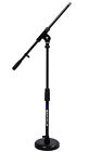 Rockville Kick Drum/Guitar Amp Mic Stand, Steel Round Base+Fixed Boom+Rubber Pad