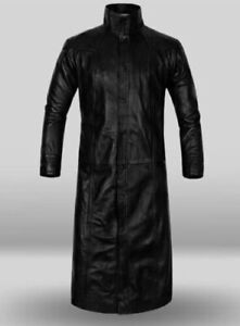 Long Black Trench Coat Mens Leather Trench Coat Men Long Black Coat Mens