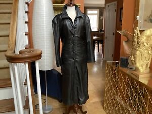 Raffaelo vintage Black  Leather Trench Coat!!!! EUC!!!!