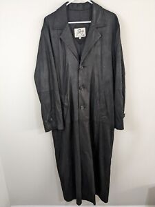 Vintage Remy Long Trench Coat Women's 38 Black Leather Pockets