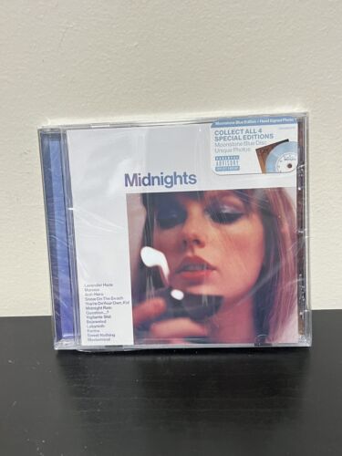 Taylor Swift Midnights CD SEALED - Hand signed Photo - Moonstone Blue AUTOGRAPH