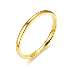 2mm Gold Plated Stainless Steel Stackable Ring Wedding Band Women Girl size 3-13