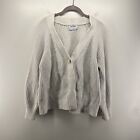 Old Navy Sweater Womens XL Ivory Long Sleeve Button Cardigan Cropped Wool Blend