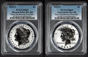 2023-S PCGS PR69 Morgan & Peace Silver Dollar $1 Reverse Proof Set W/OGP