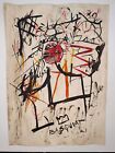 New ListingJean-Michel Basquiat Painting Drawing on Old Paper Signed Stamped