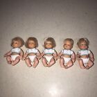 VINTAGE 1988 TARA TOYS ABC TRIPLETS MINI DOLLS Baby Lot Of 5 Barbie Size Babies