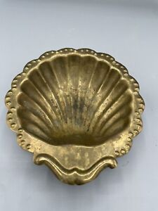 Vintage Solid Brass Scallop Sea Shell Trinket Dishes/ Soap Dishe/ Beach Decor