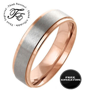 Personalized Engraved Men's Rose Gold Wedding Ring - Engraved Handwriting Ring