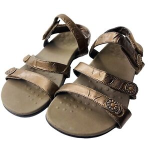 Vionic Cathy Sandals Women's Bronze Patent Leather Triple Strap Comfort 8