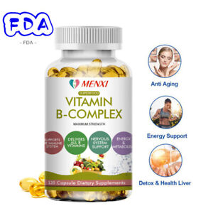 120 Vitamin B Complex, Vitamins B1, B2, B3, B5, B8, B12, Energy, Metabolism Aid