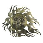 Scratch & Dent Aged Grey Metal Celestial Wall Art Hanging Sun Face Garden Decor