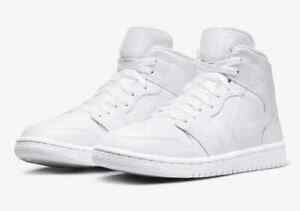 Nike Air Jordan 1 Mid Triple White 554724-136 Men's Shoes NEW