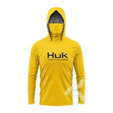 HUK Fishing Shirt Long Sleeve Anti-UV Fishing Hooded Shirts With Face Mask New