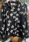 Cabi Cosmo Blouse #4159 Black Sheer Floral Button Down Flowy Size Medium