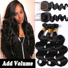 3 Bundles With Closure Unprocessed Malaysian Virgin Human Hair Weaves Weft Q419