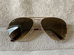 Pre-owned Ray-Ban RB 3025 001/51 Aviator Sunglasses Gold/Brown Gradient 58mm