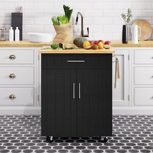 Kitchen Island Cart with Storage,Rolling Side Table on Wheels with Worktop