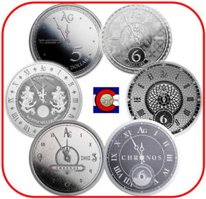 2019 2020 2021 2022 2023 2024 Chronos 1 oz BU Silver Set (6) Coins in capsules