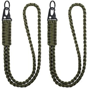 2 Pack Heavy Duty Paracord Lanyard Keychain Necklace Whistles Braided Strap
