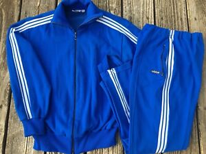 Vtg Adidas Track Suit 60s 70s Jacket Pants blue Made in Yugoslavia sz 3 Small