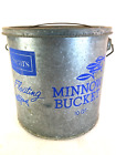 1950's Sears Aluminum Floating Minnow Bucket w/Wire & Wooden Handle 10 Quart
